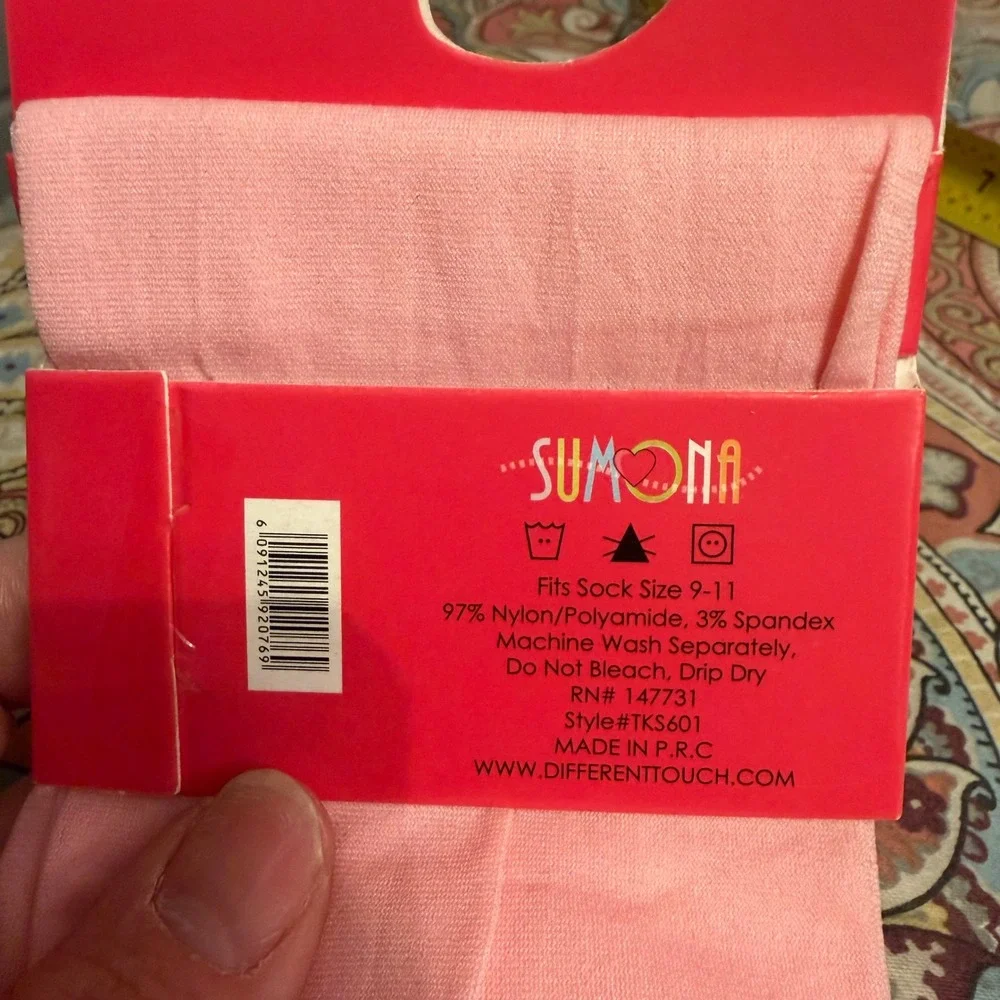 Sumona Legwear Pink Trouser Socks Comfort Band Spandex‎ Nylon Size 9-11 TKS601
